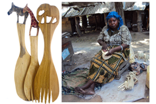 Kenya: Hand-carved Salad Servers