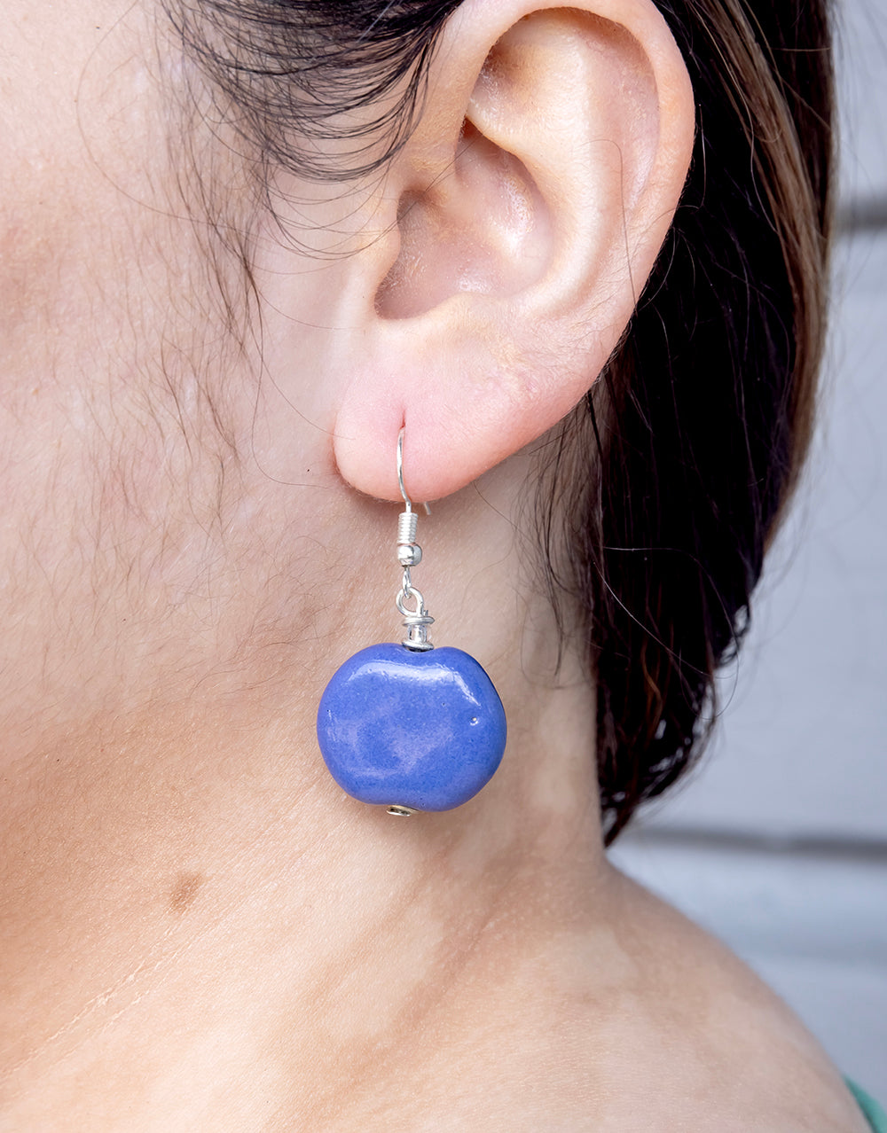 Pink and store blue earrings