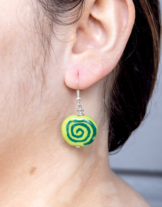 Kazuri Earrings - Sea Mix Spiral