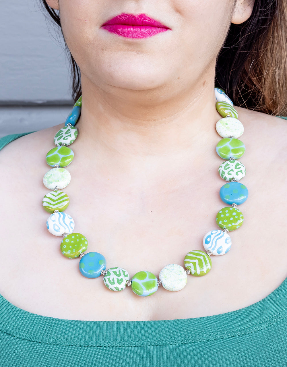 Green on sale beads choker