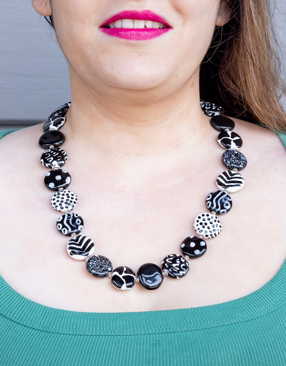  Black And White Statement Necklace