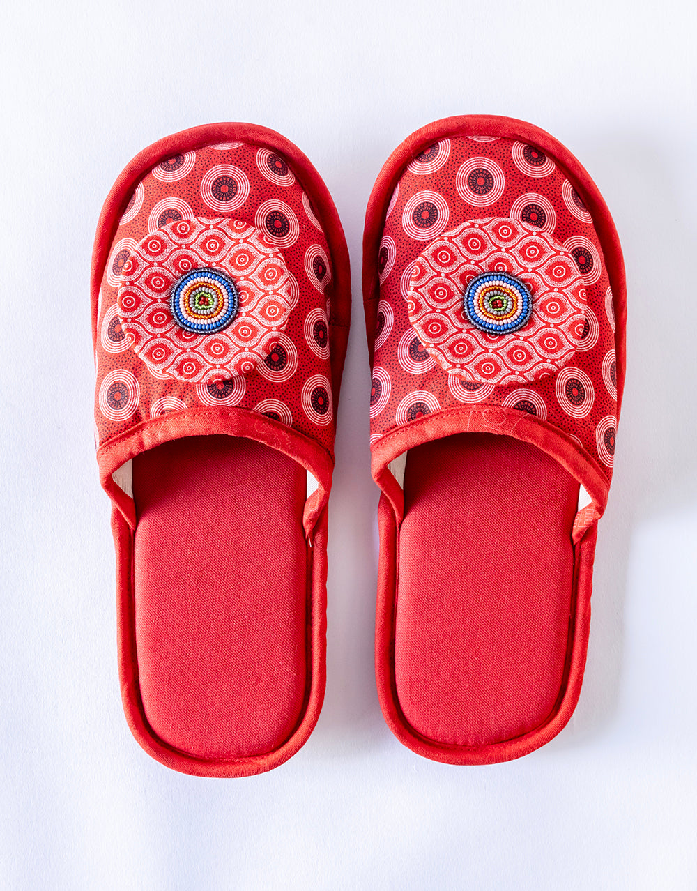 Red Shweshwe Slippers Hamlin Shop