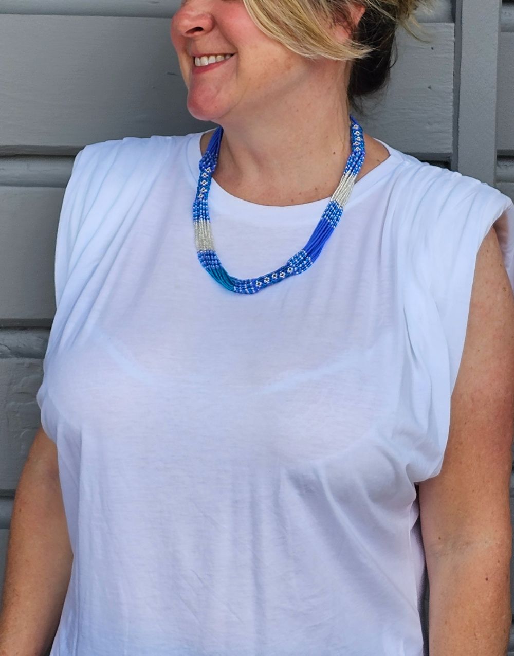 Zanele Necklace - Aqua & Silver