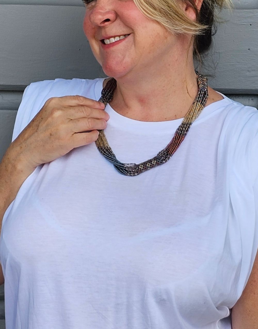 Zanele Necklace - Bronze & Cream