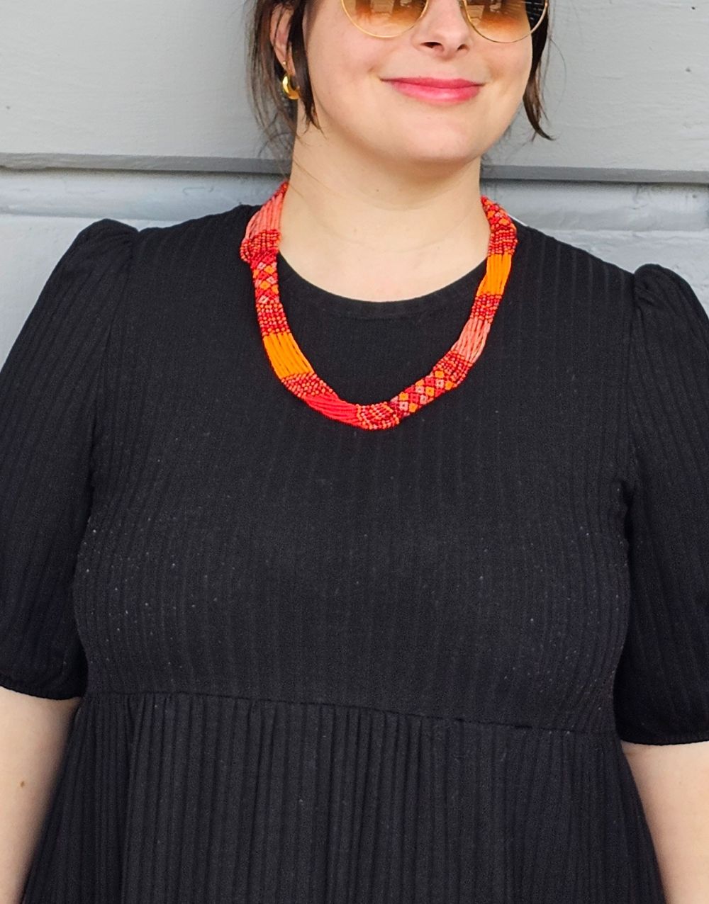 Zanele Rope Necklace - Red & Orange