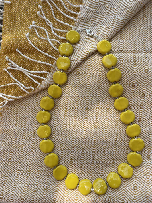 Almaz Wrap (Gold) & Kazuri Necklace (Yellow) Bundle