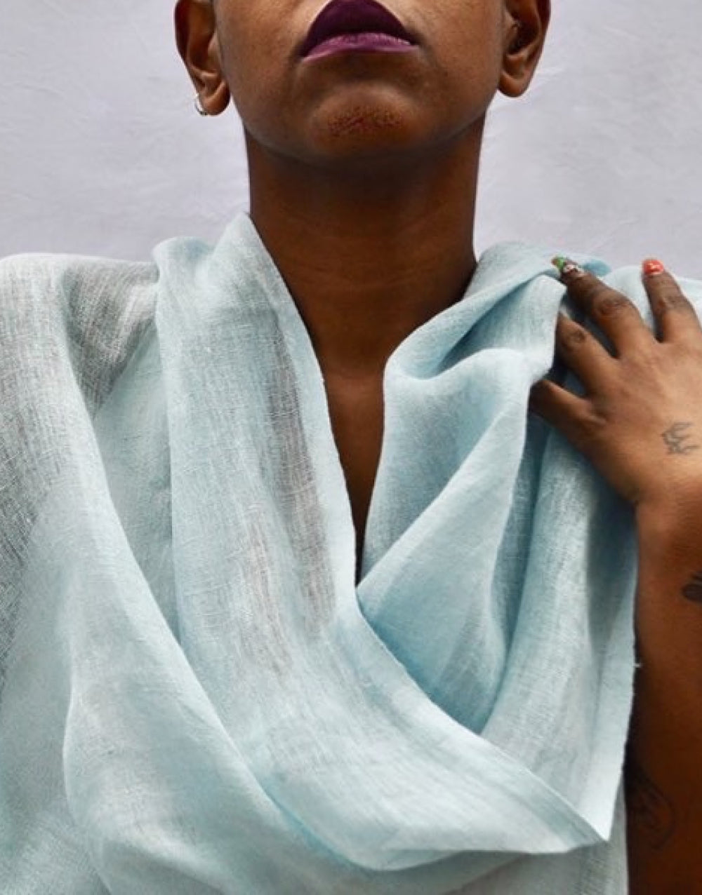 Handwoven-Linen-Telba-Shawl-Ice-Blue-Ethiopia