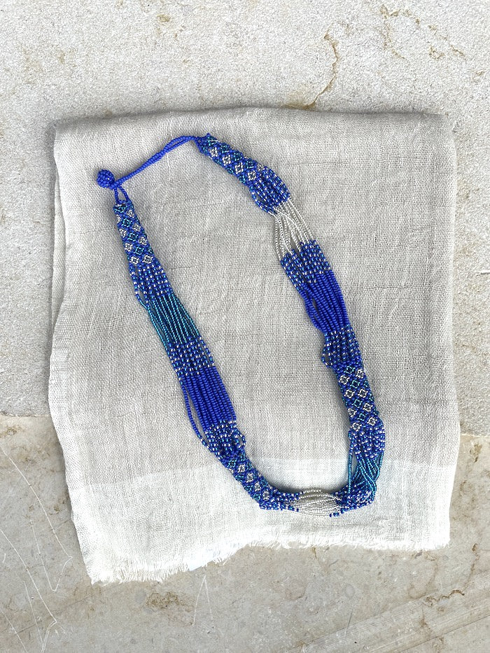 Mariam Scarf (Stone) & Zanele Necklace (Blue & Silver)