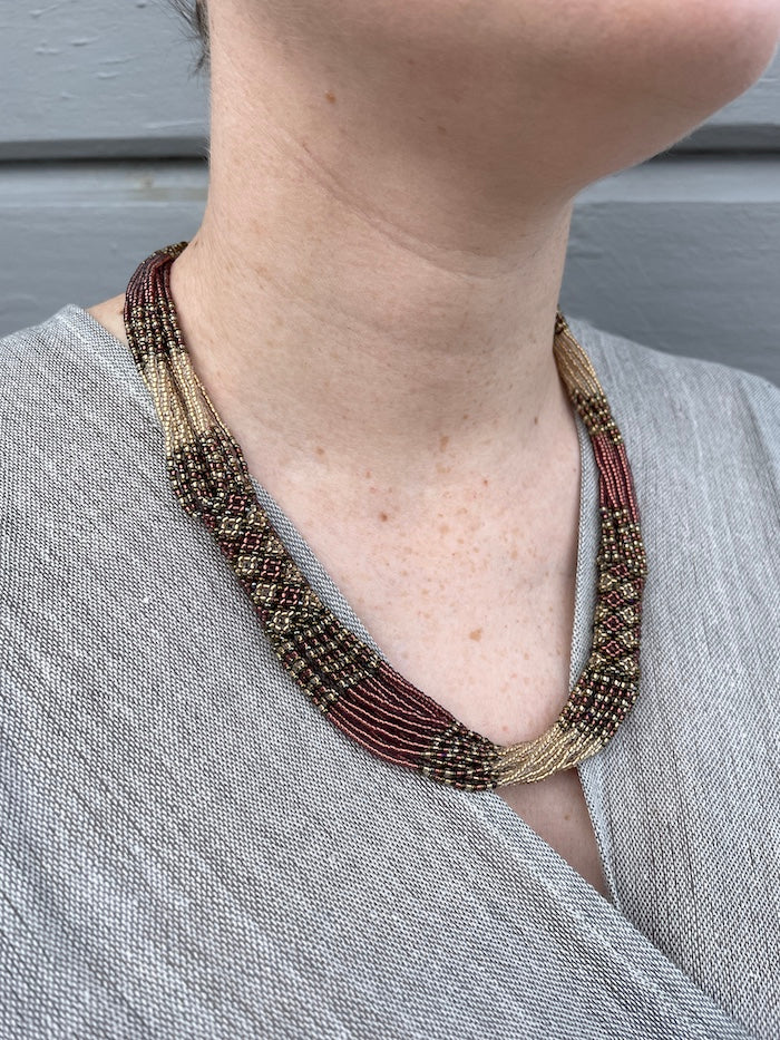 Zanele Necklace - Bronze & Cream