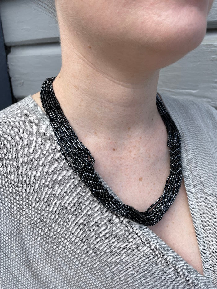 Telba Shawl (Charcoal) & Zanele Necklace (Black) Bundle
