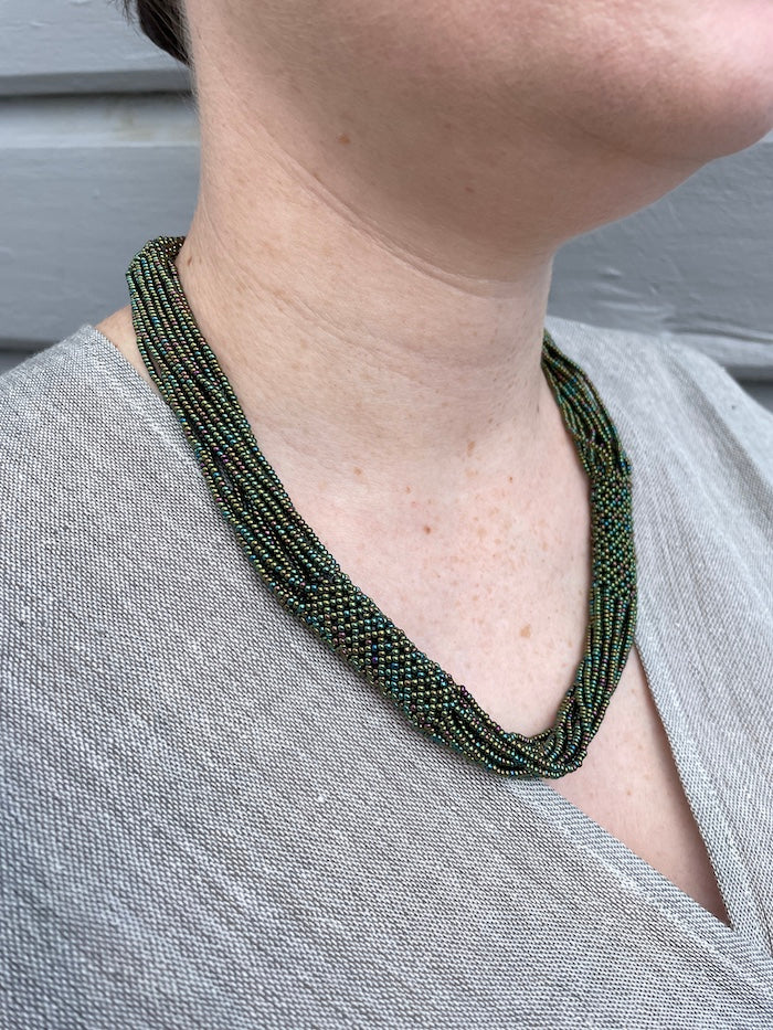 Zanele Necklace - Metallic Green
