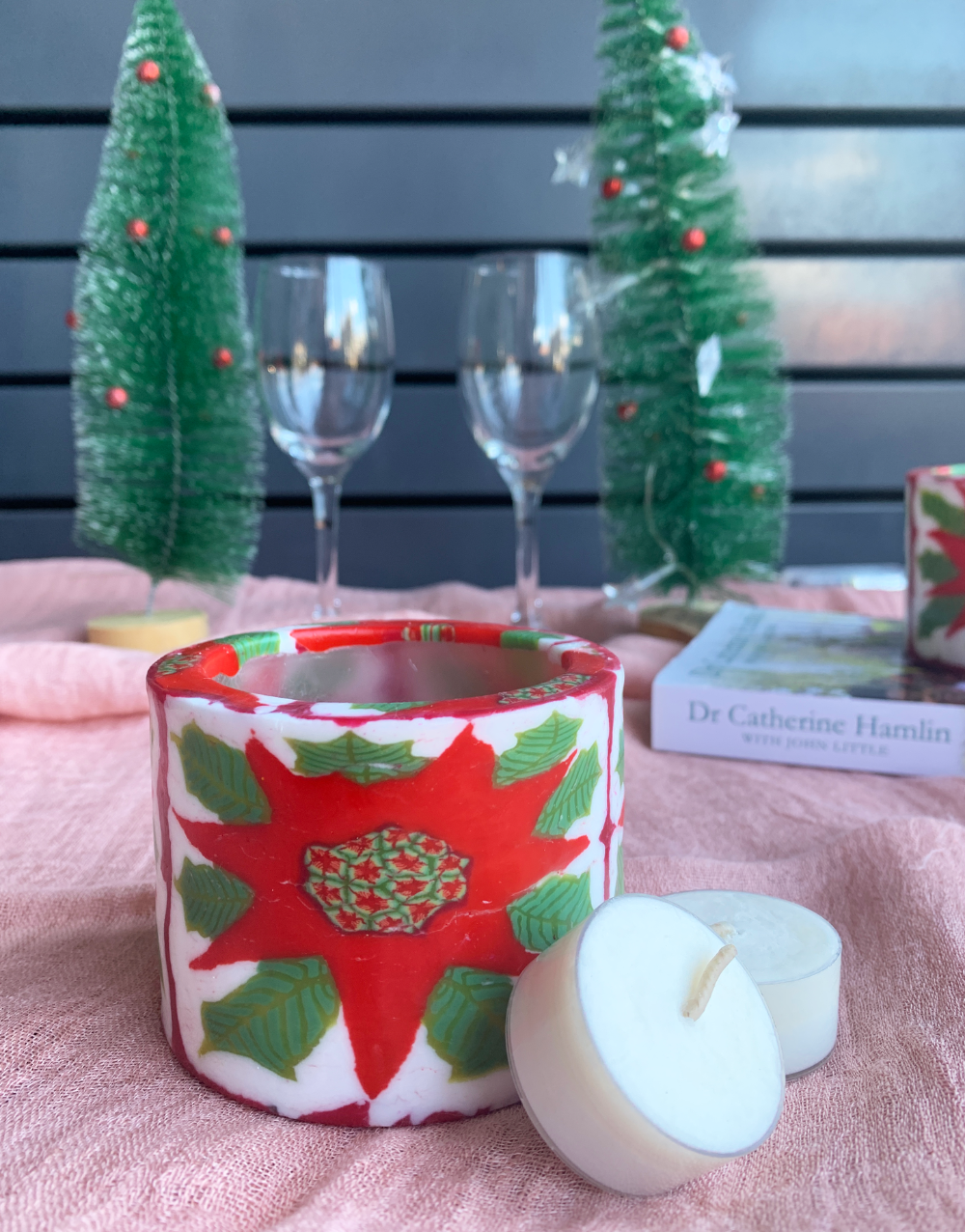 Tealight Lantern Poinsettia Large Flower