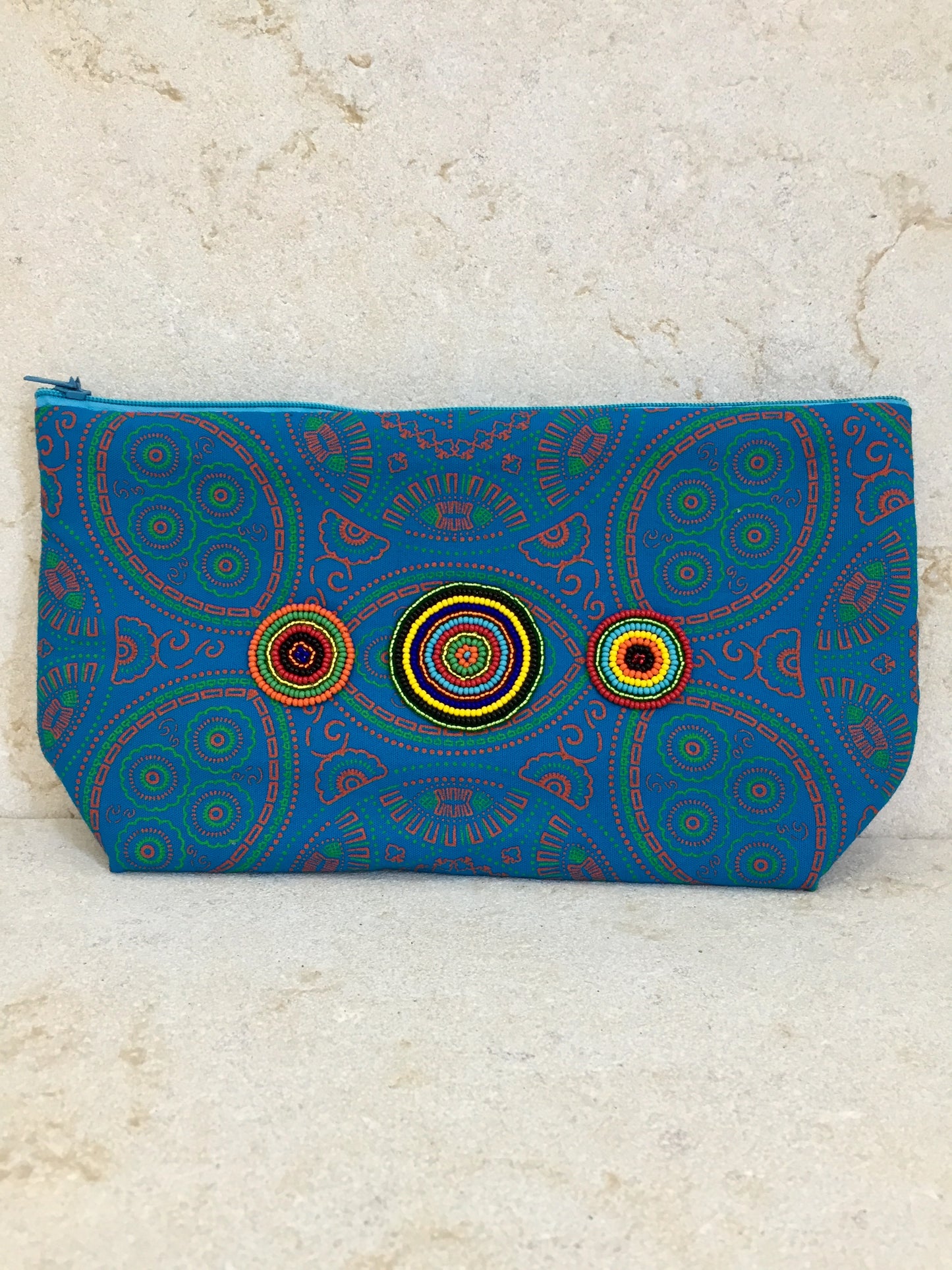 Shweshwe-Toiletries-Purse-Turquoise-South-Africa