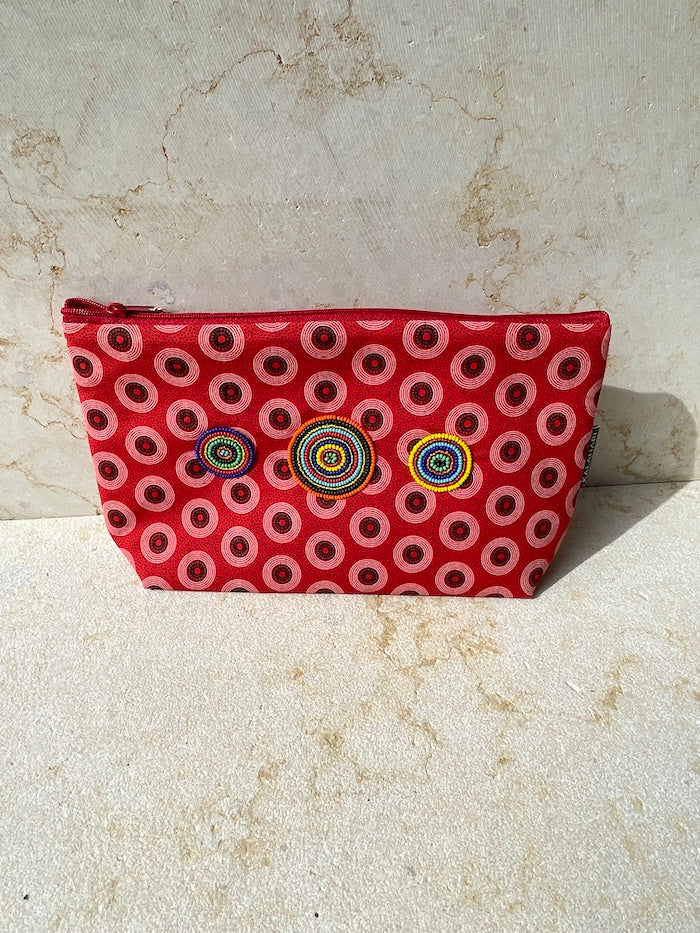 Shweshwe Zip Purse - Red