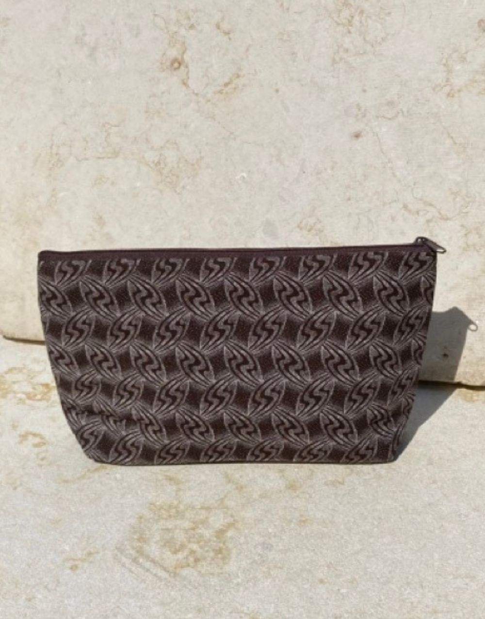 Shweshwe Zip Purse - Brown