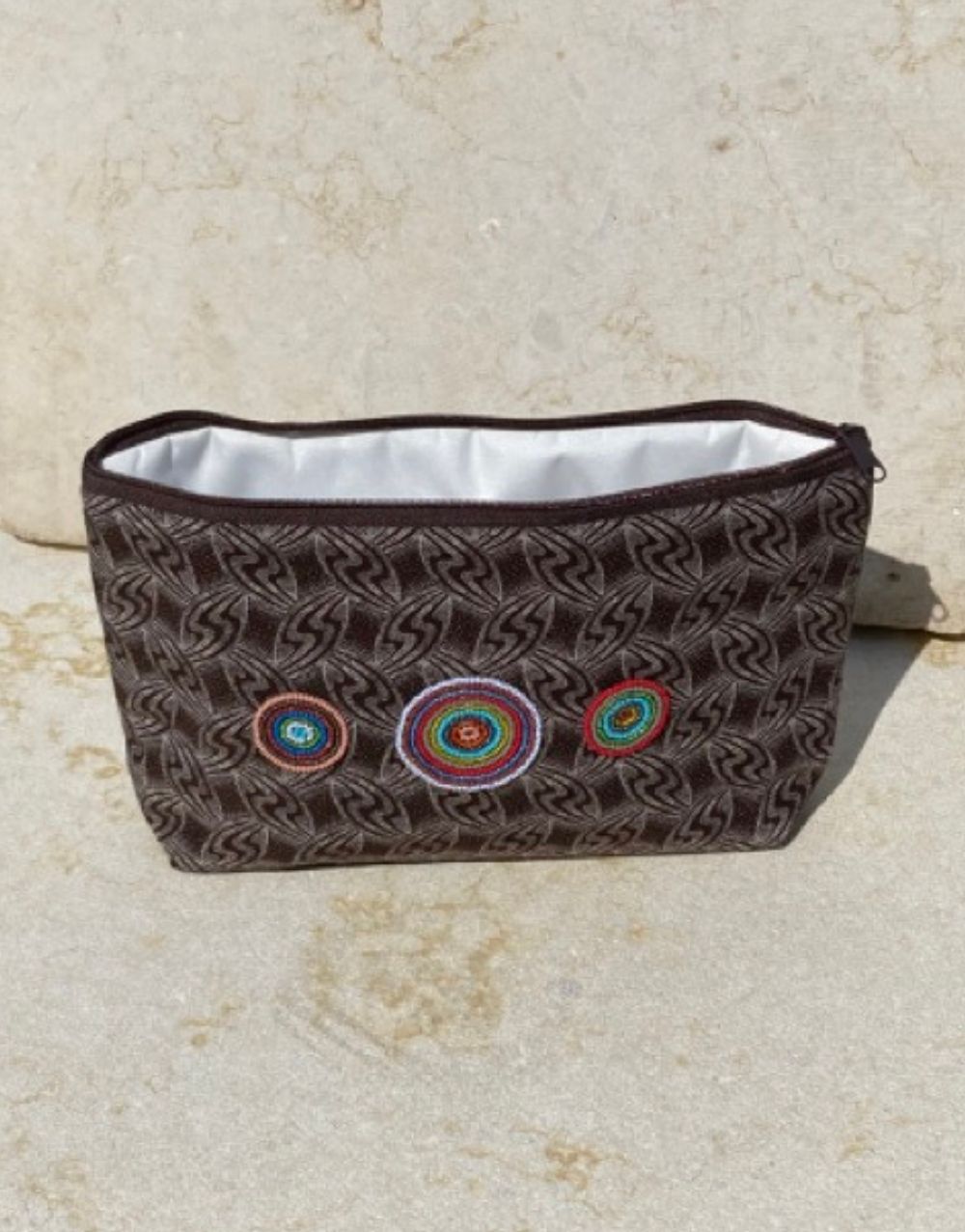 Shweshwe Zip Purse - Brown
