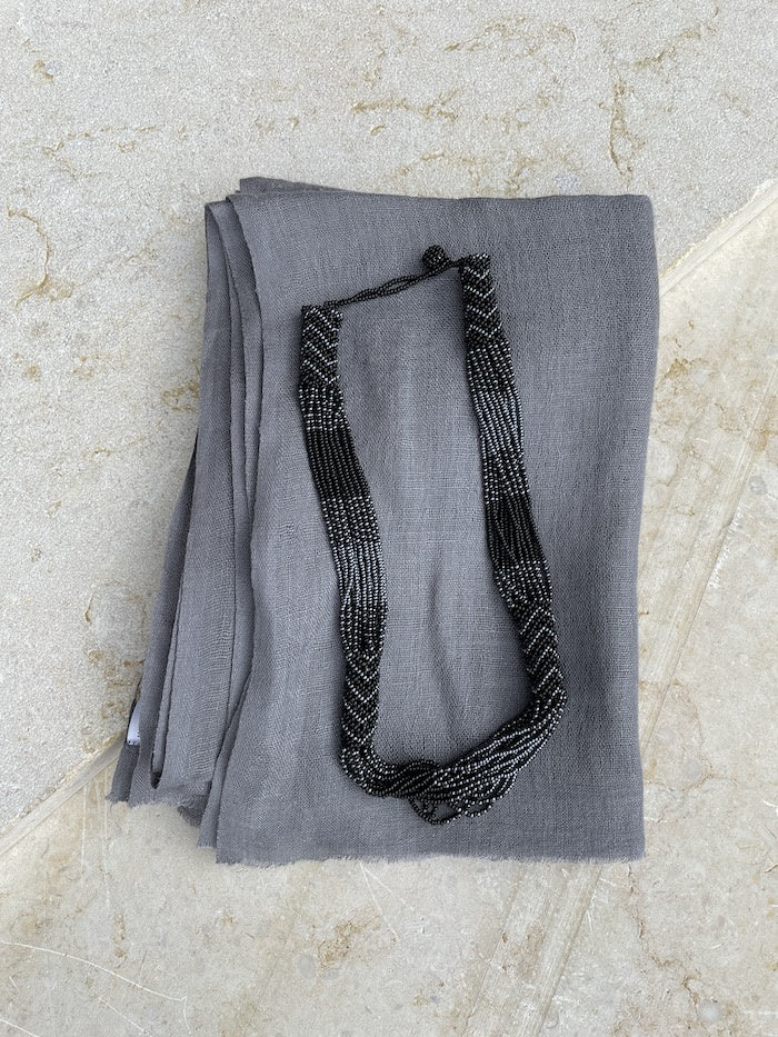 Telba Shawl (Charcoal) & Zanele Necklace (Black) Bundle