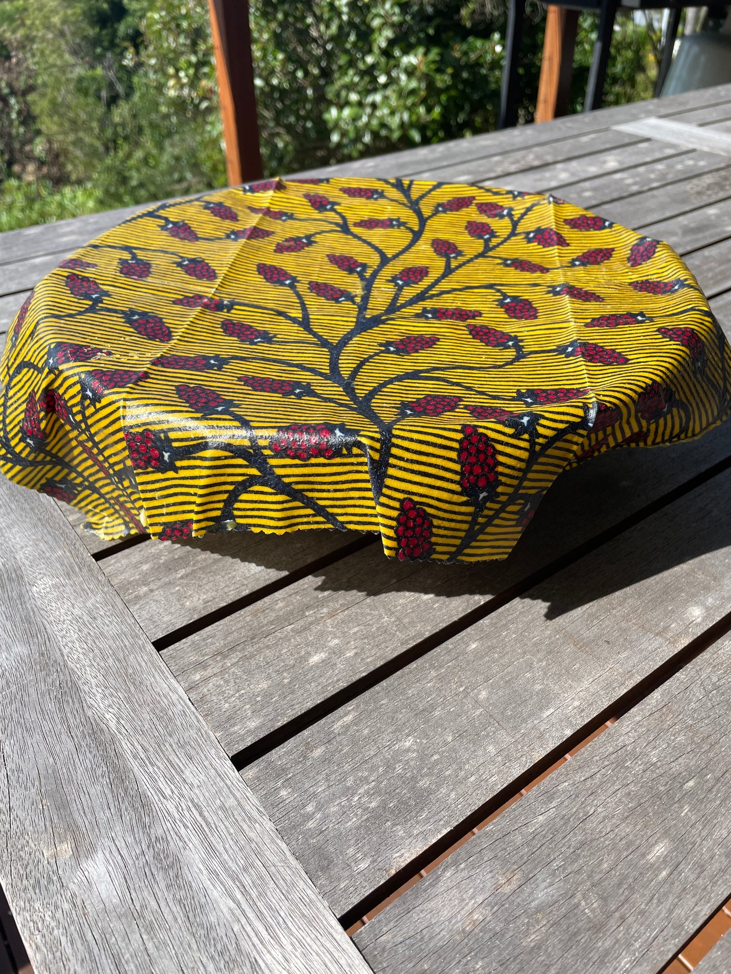 uganda-reusable-food wrap-eco friendly-plastic free-storage-african-cotton-fabric-natural beeswax-rosin-handmade-artisan-pattern-multicoloured