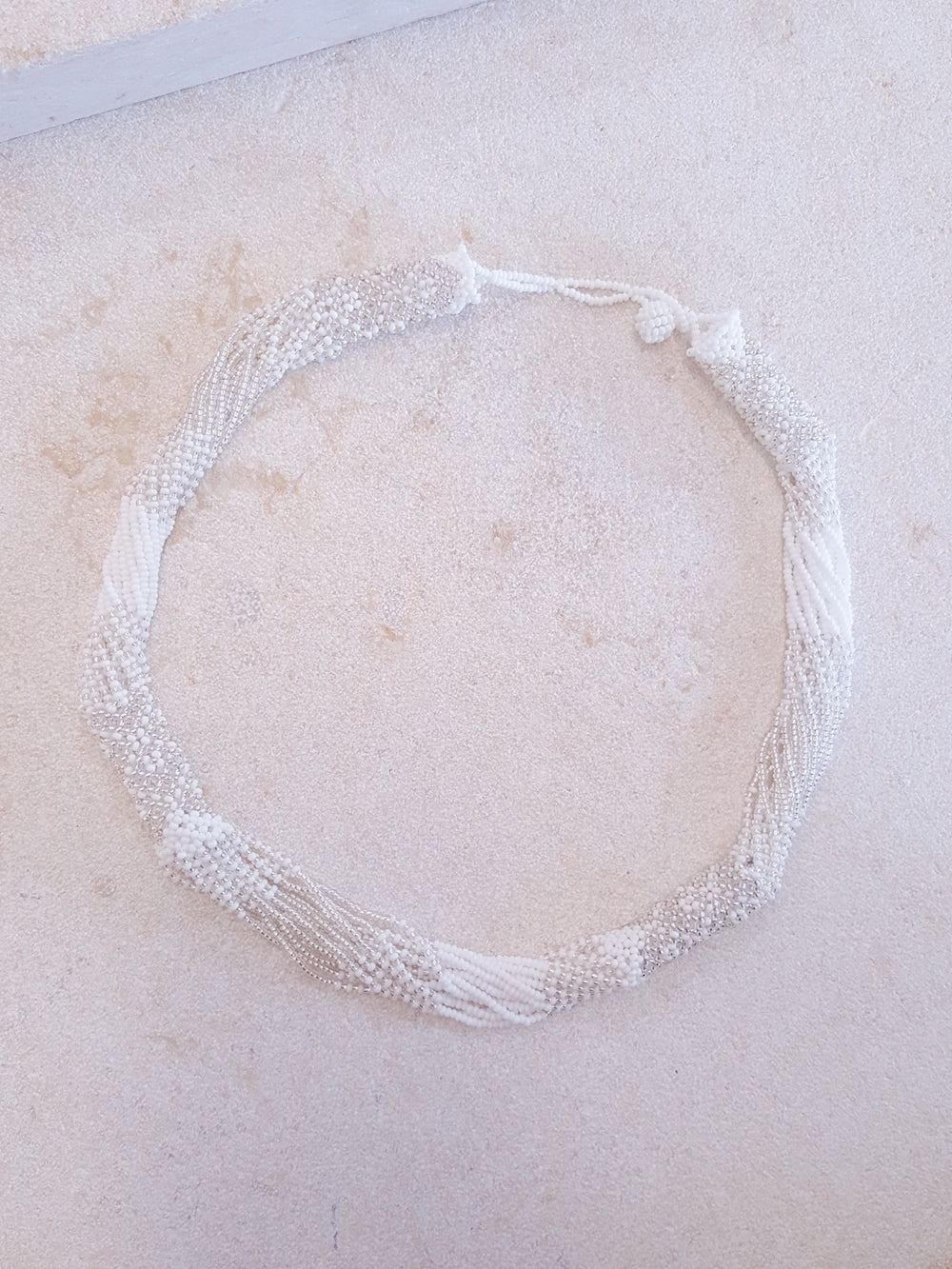 Zanele Rope Necklace (White & Silver) & Mariam Scarf (Melon) Bundle