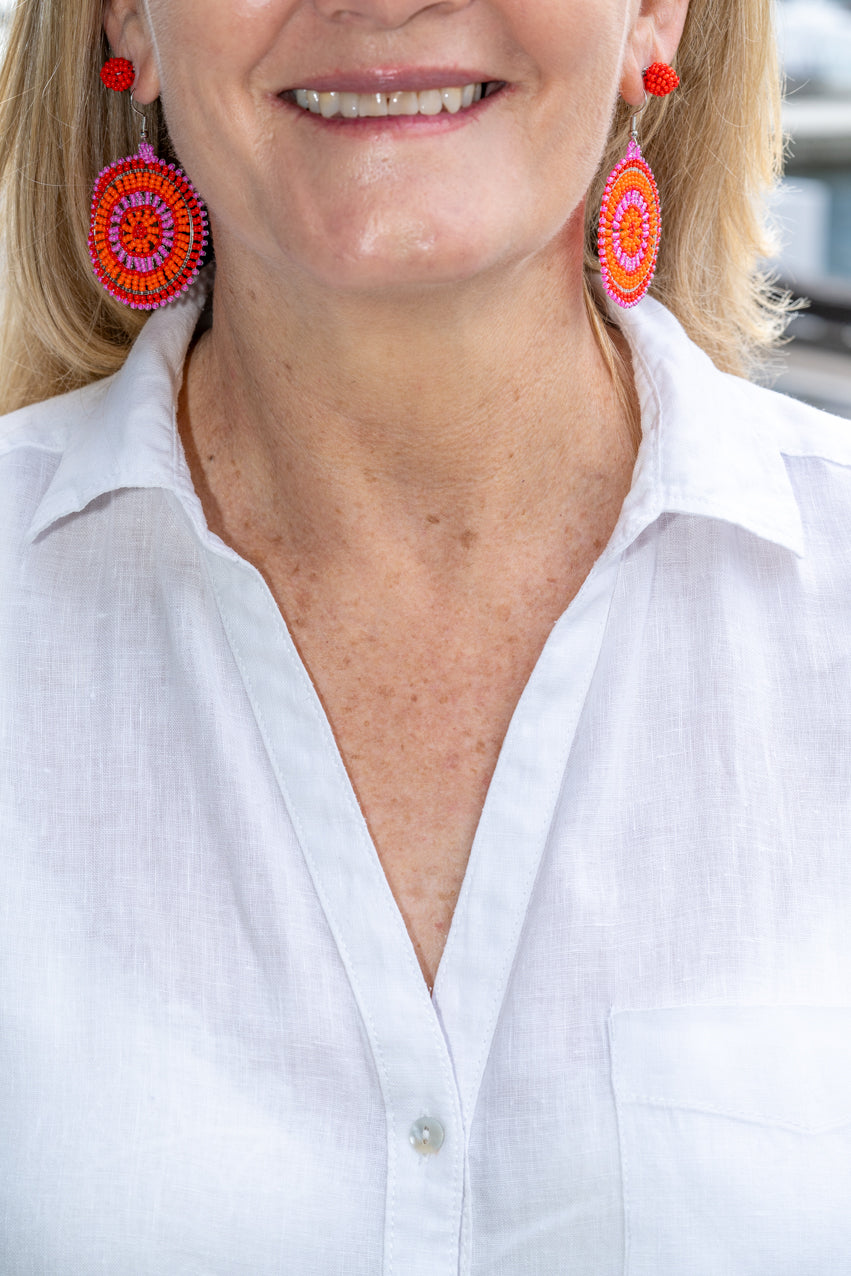 Wheel Earrings - Pink & Orange