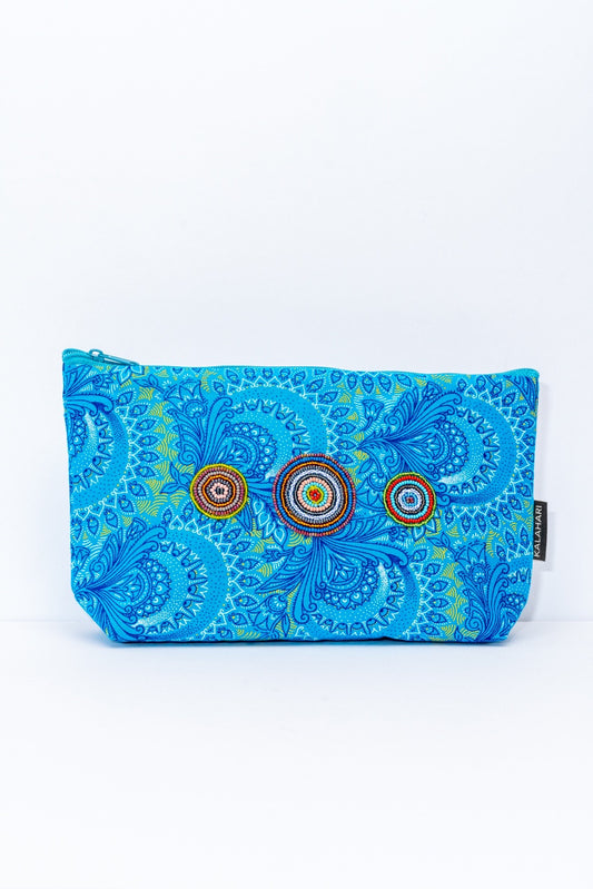 Shweshwe Zip Purse - Cobalt