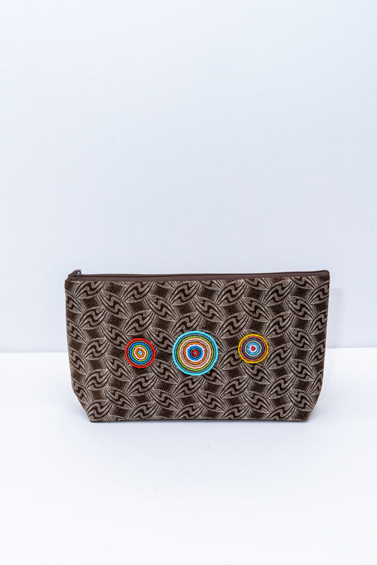 Shweshwe Zip Purse - Brown