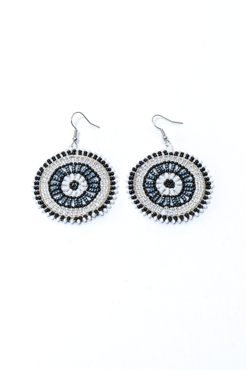 Bubble Necklace & Wheel Earrings Bundle - Black & White