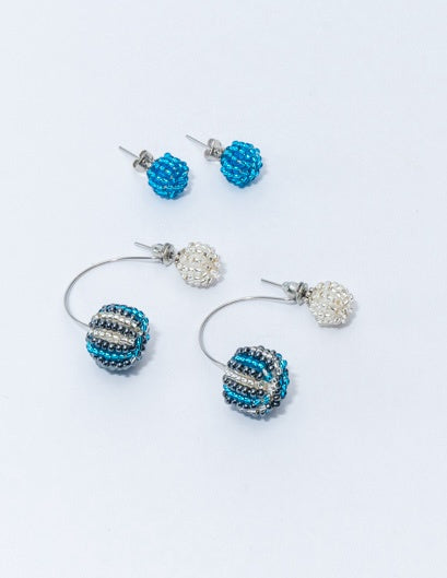 Bubble Necklace & Earrings Bundle - Blue & Silver