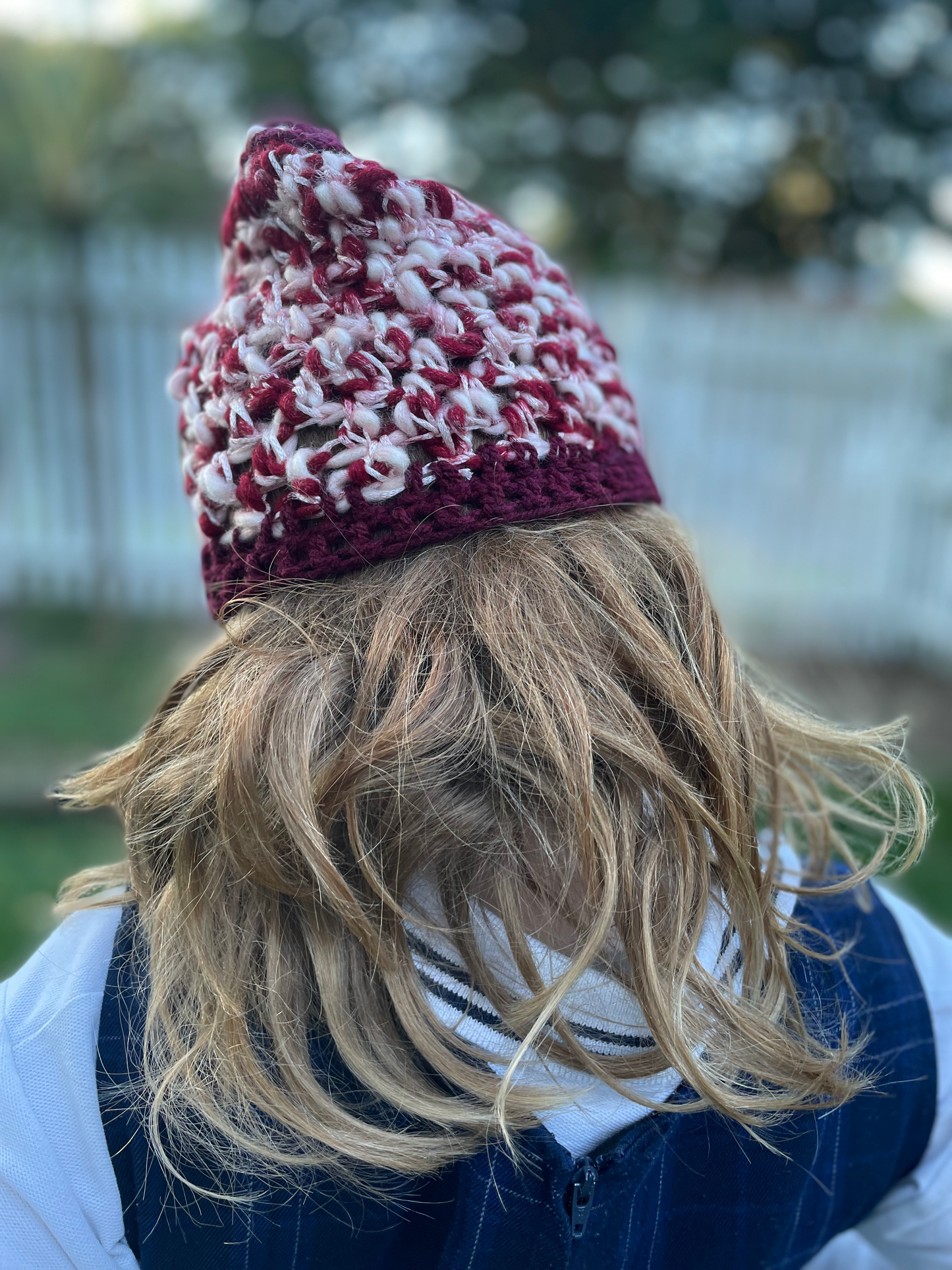 Kid's Beanie - White & Maroon