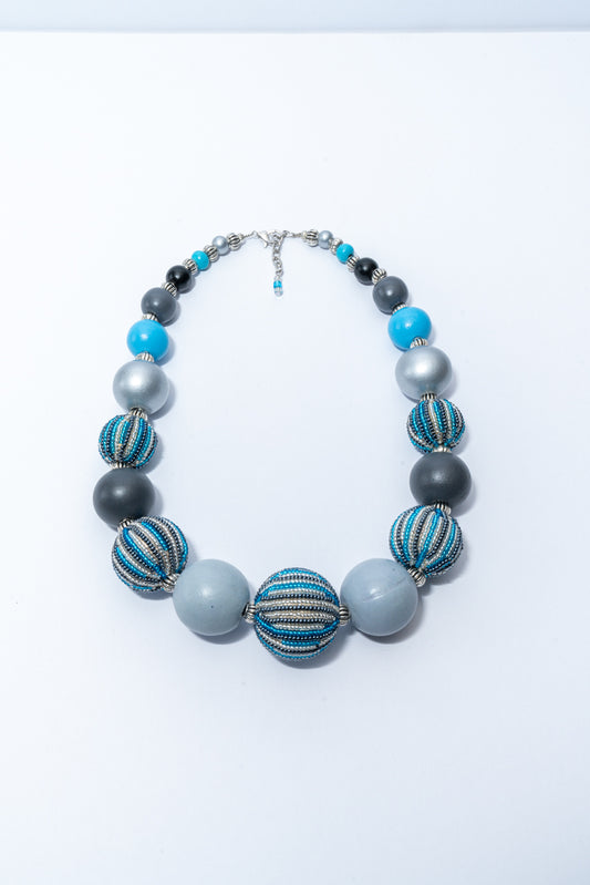 Bubble Necklace - Blue & Silver