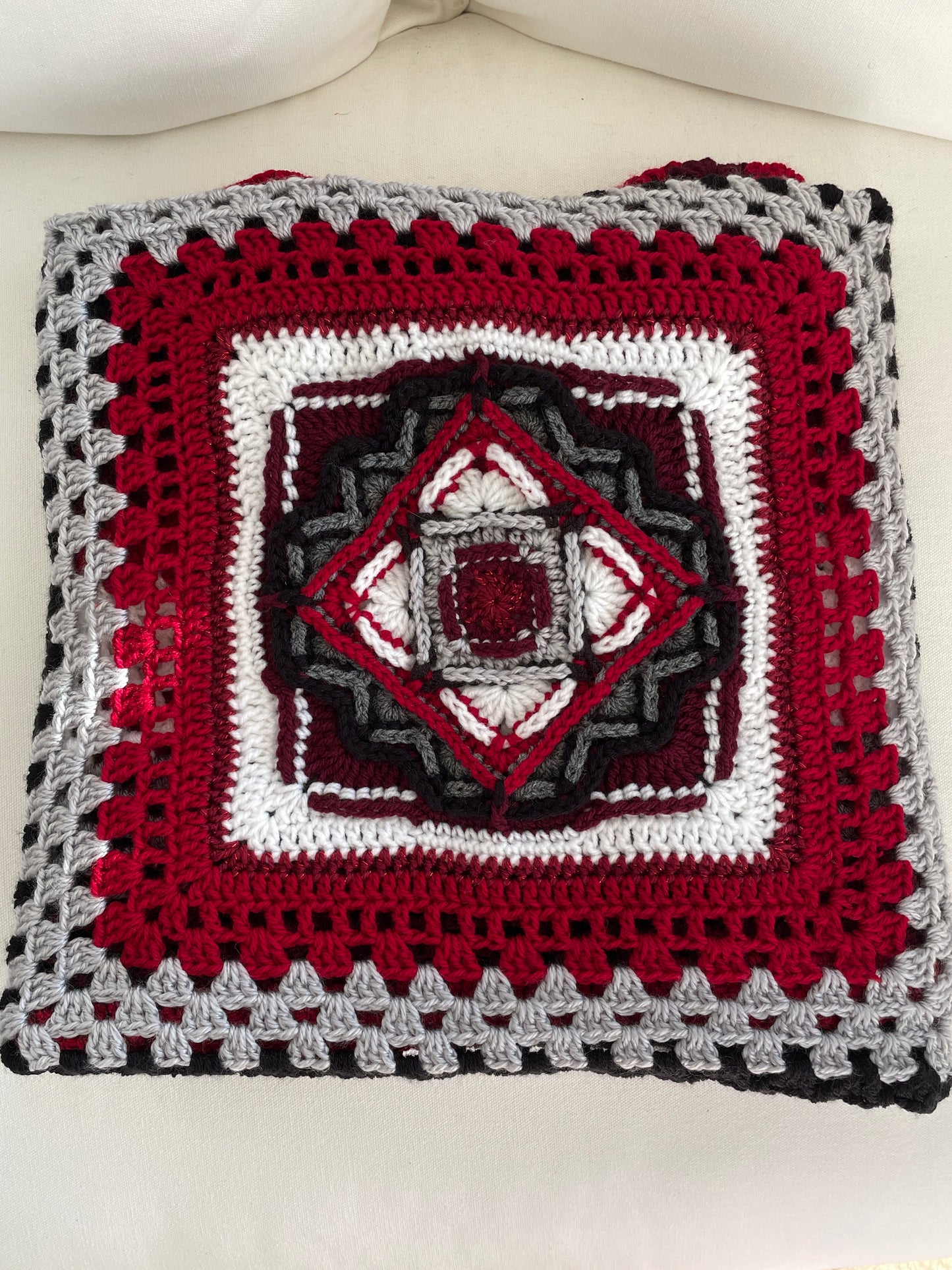 Hamlin Blanket - Burgundy, White & Grey