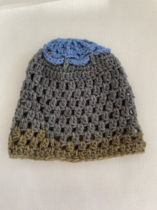 Kid's Beanie - Grey & Blue