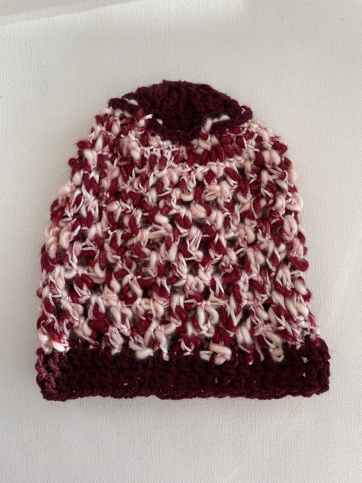 Kid's Beanie - White & Maroon