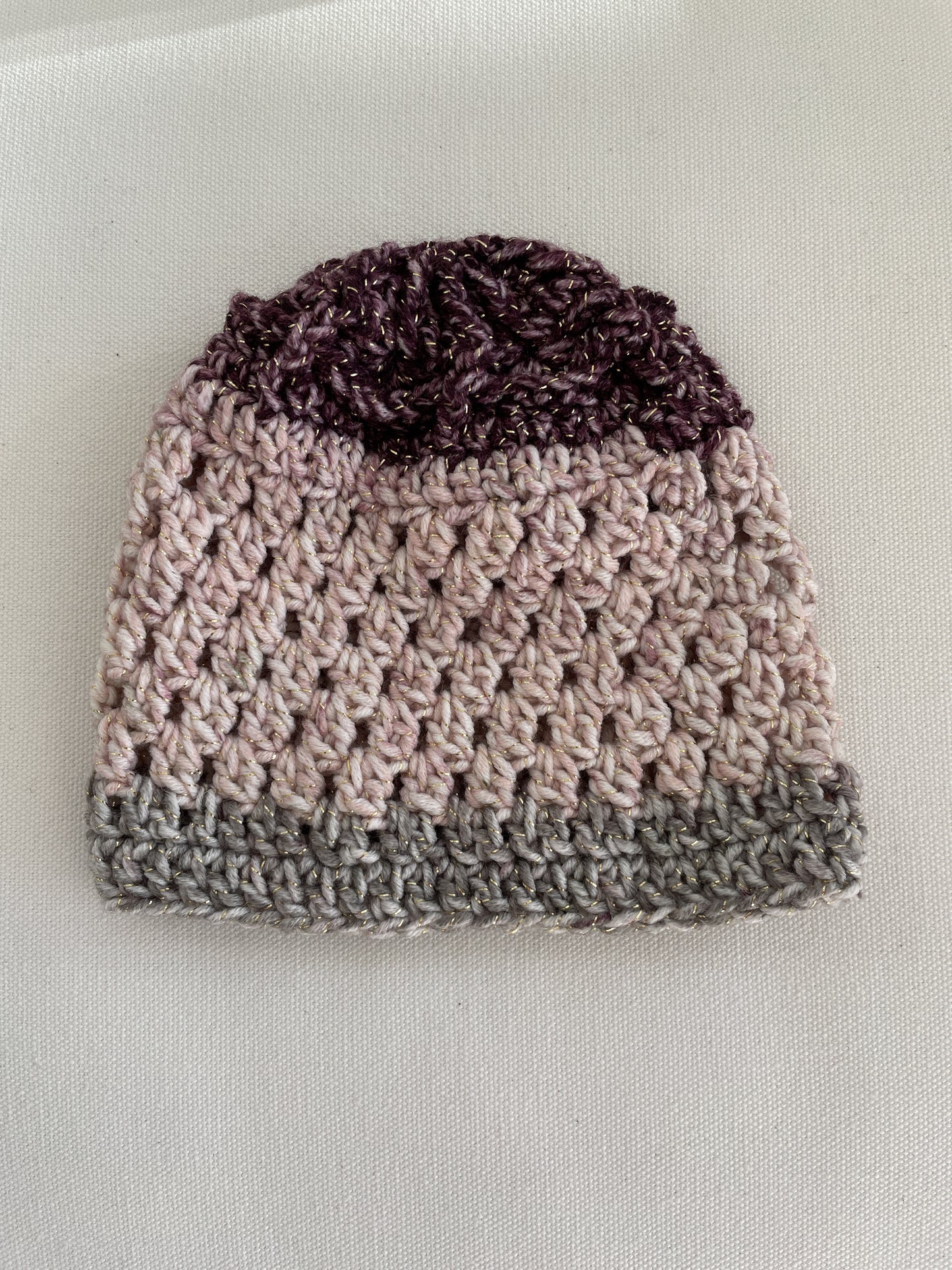 Kid's Beanie - Pink, Purple & Gold