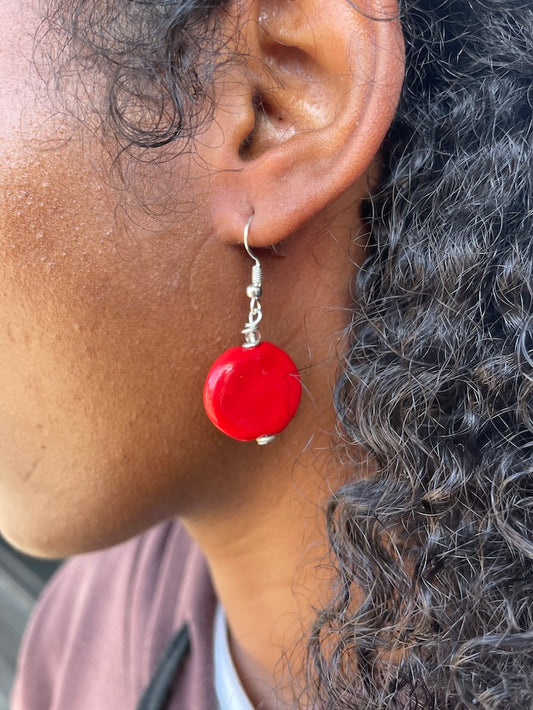 Kazuri Earrings - Red