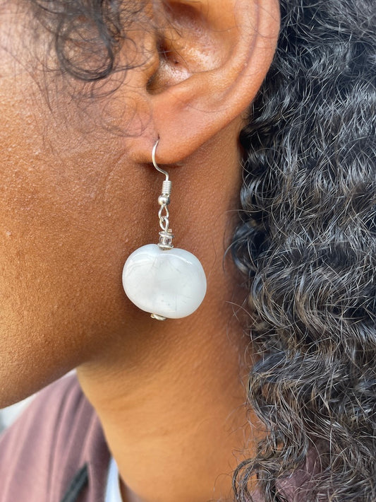 Kazuri Earrings - White