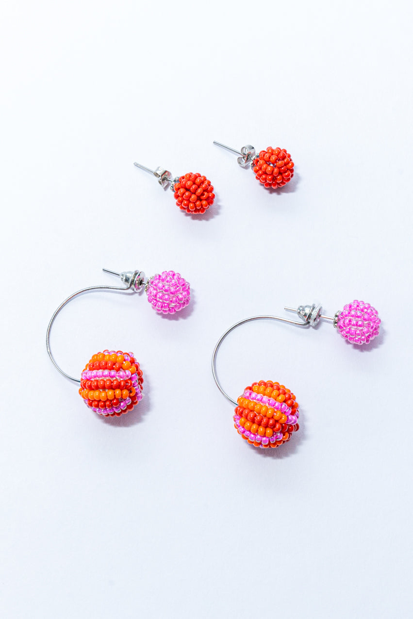 Bubble Necklace & Earrings Bundle - Pink & Orange