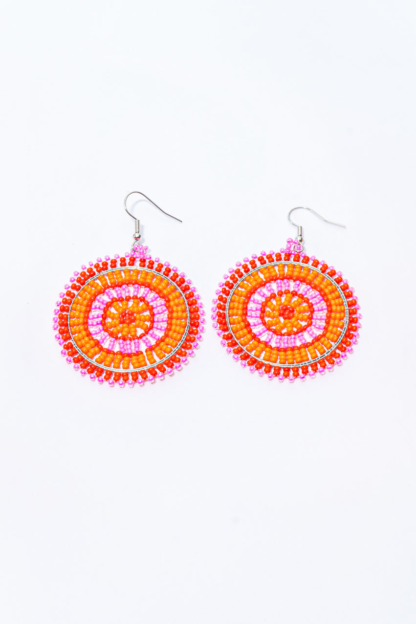 Wheel Earrings - Pink & Orange