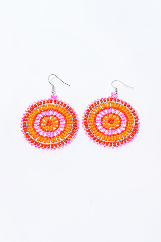 Wheel Earrings - Pink & Orange