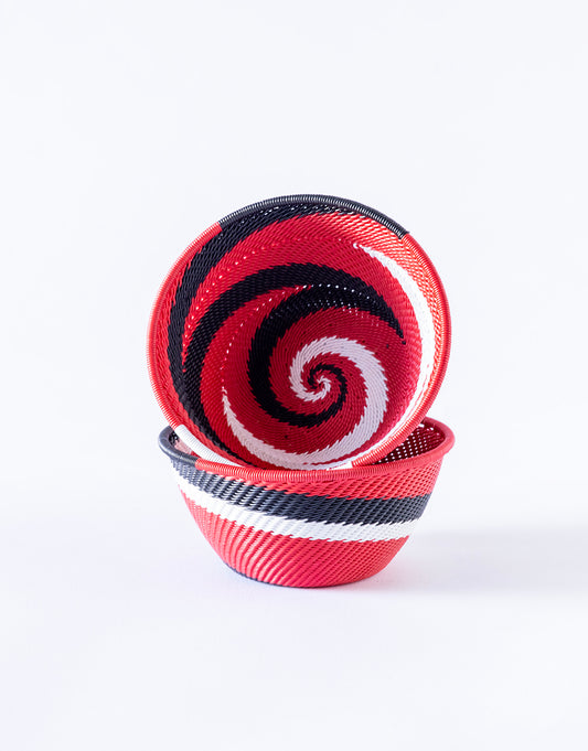 Telephone Wire Bowl - Red & White