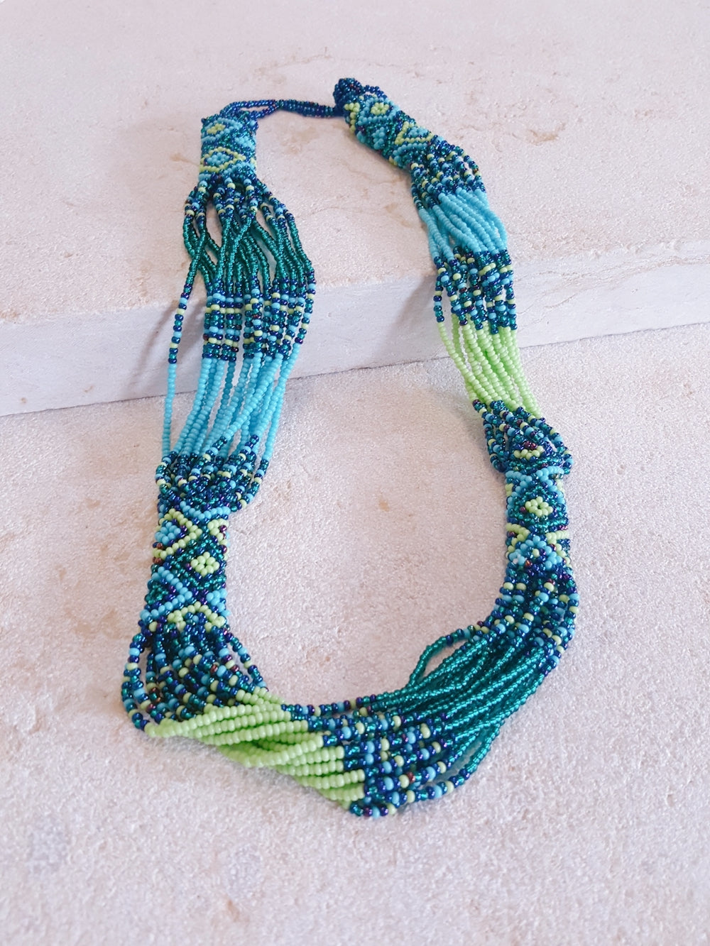 Danakil Scarf (Tana) & Zanele Necklace (Lime & Aqua) Bundle