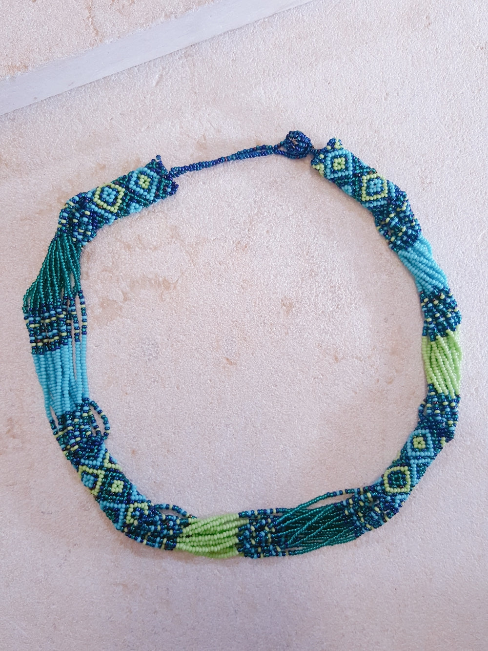 Zanele Rope Necklace - Lime & Aqua