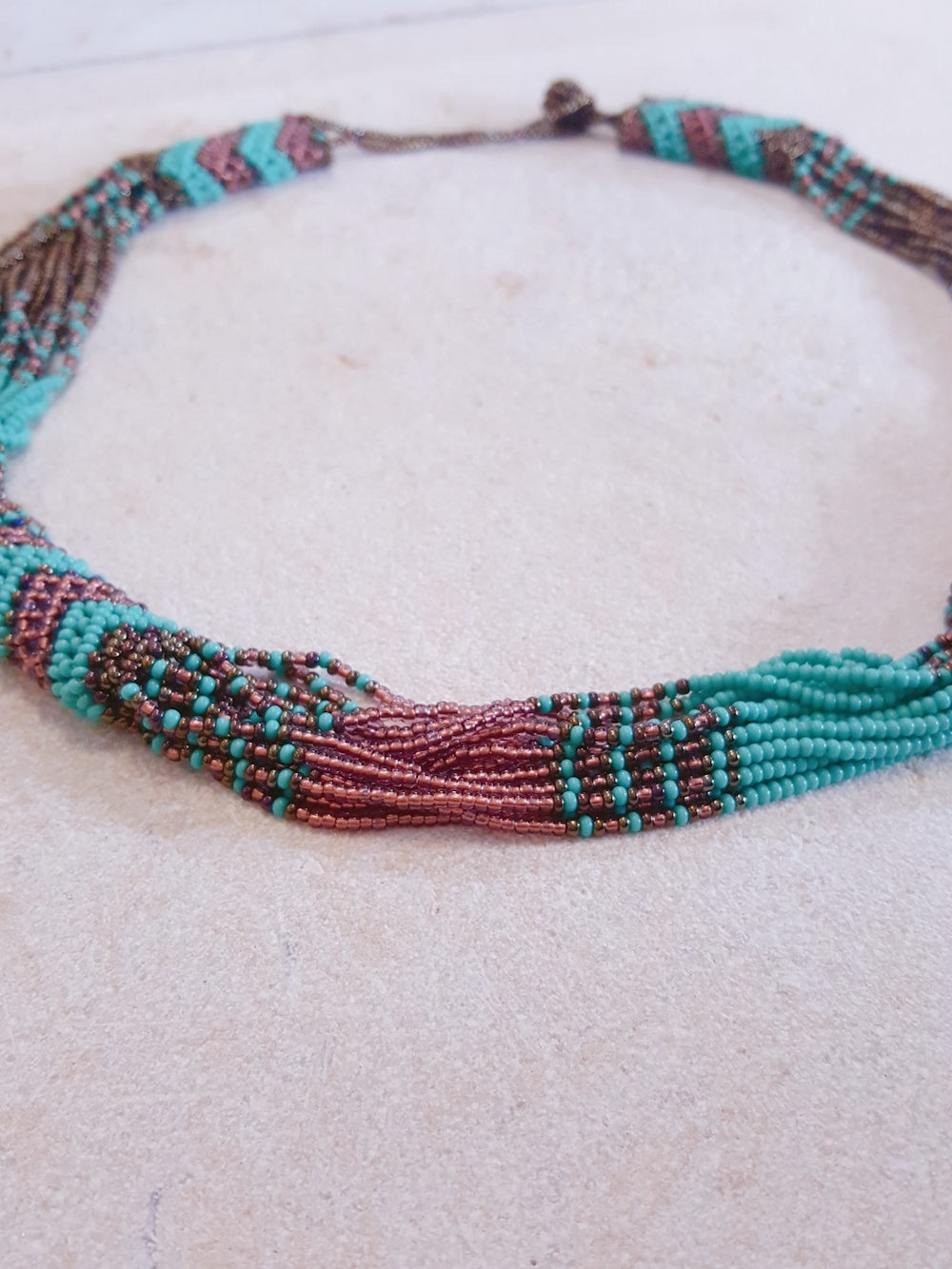 Zanele Rope Necklace - Turquoise & Bronze