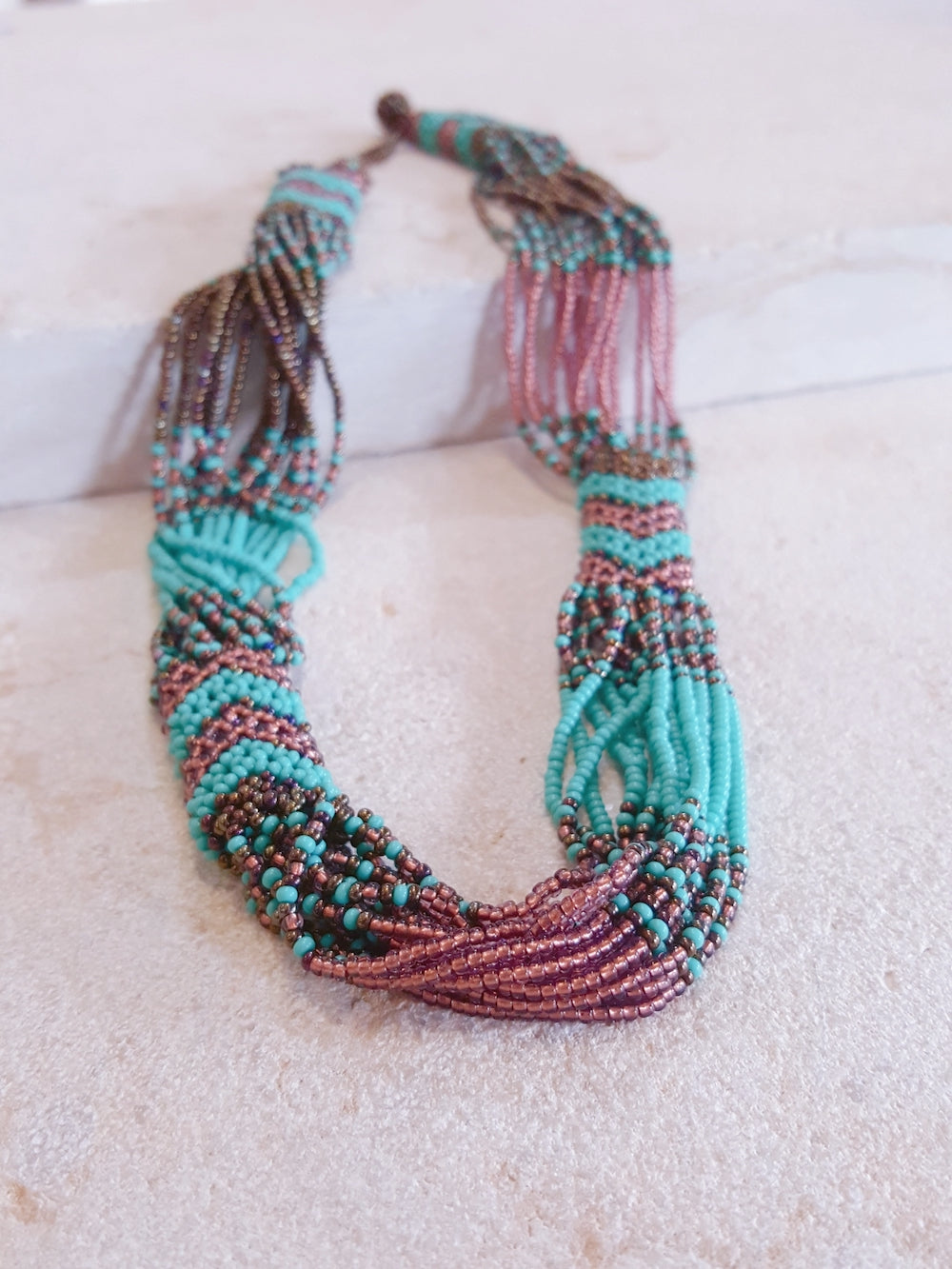 Zanele Rope Necklace - Turquoise & Bronze