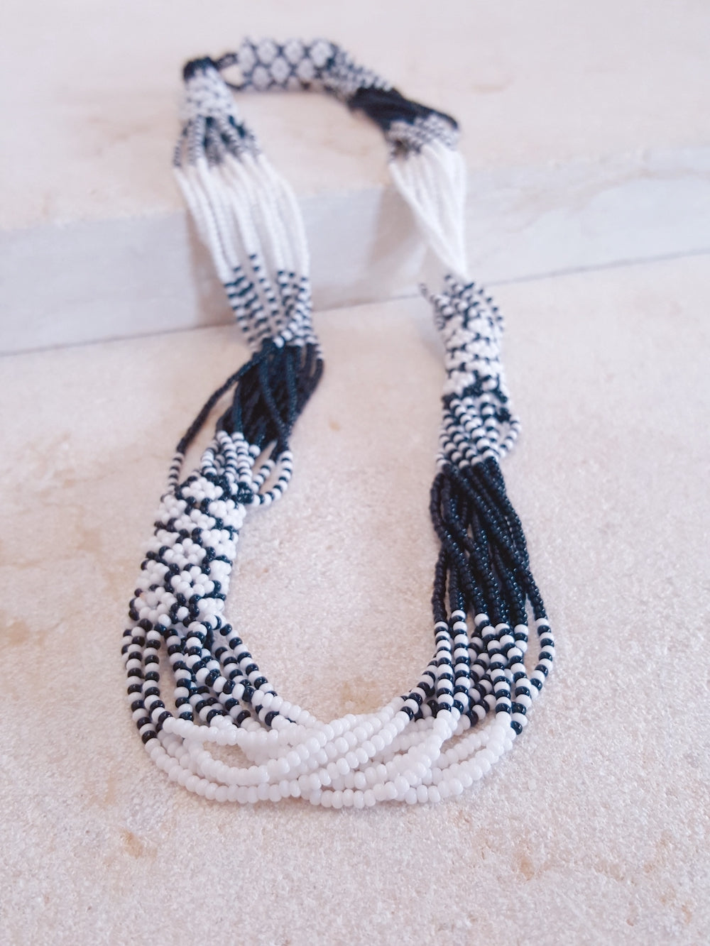 Adina Shawl (White & Black) & Zanele Necklace (Black/White) Bundle