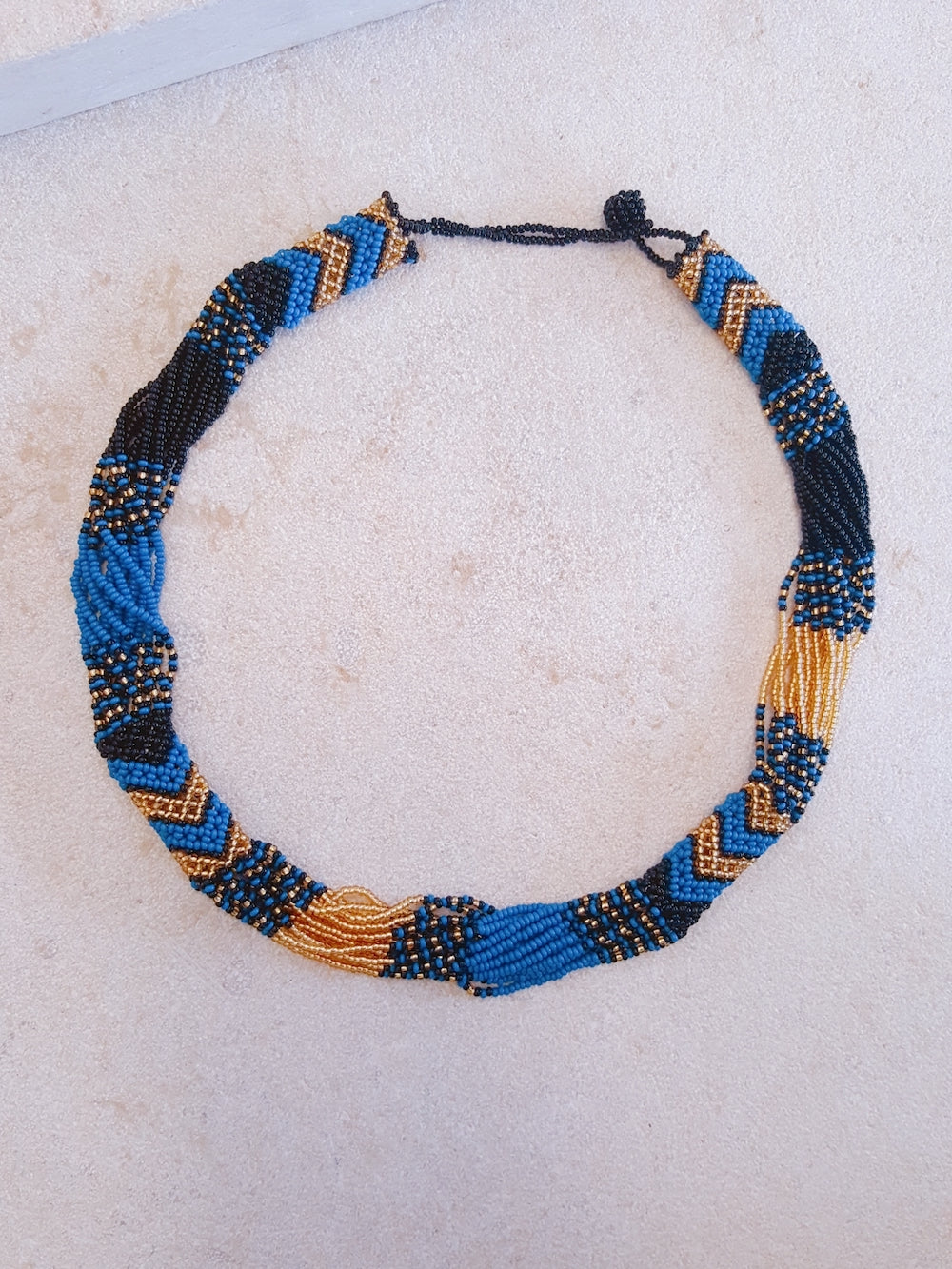 Zanele Rope Necklace - Blue & Gold