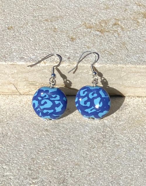 Kazuri Earrings - Blue Iran