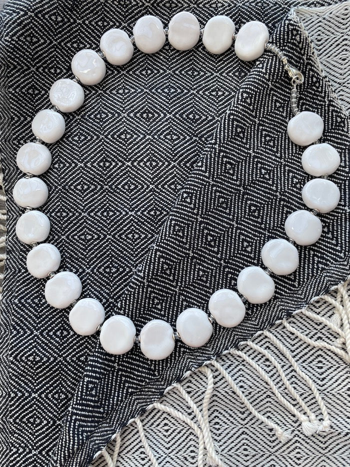 Almaz Wrap (Black) & Kazuri Necklace (White) Bundle