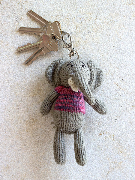 Hand-Knitted Elephant Keyring
