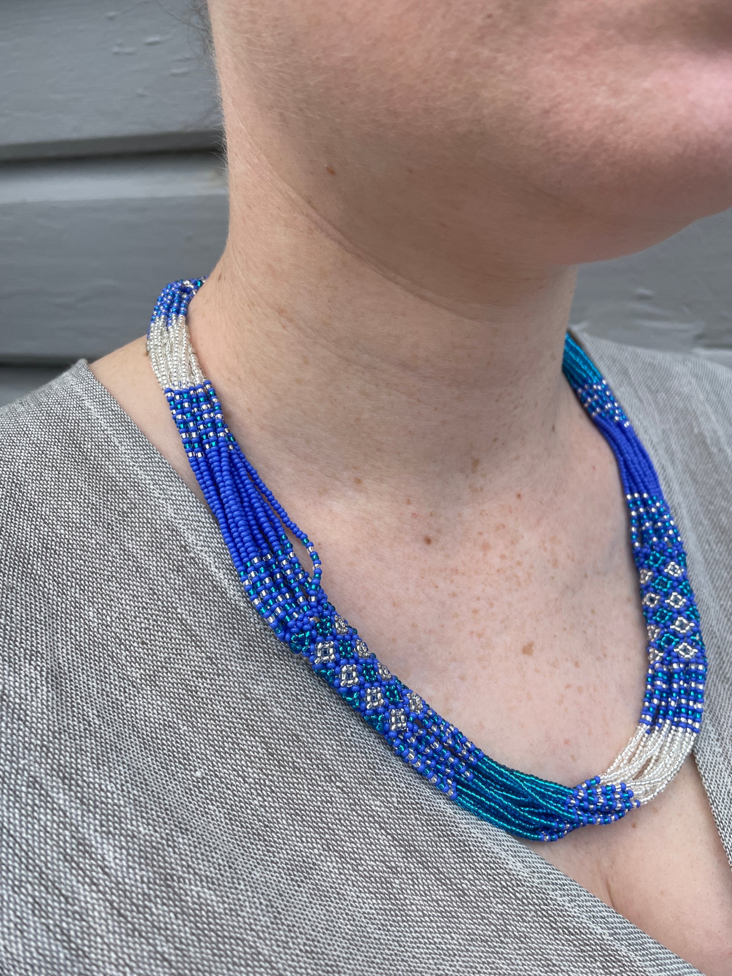 Zanele Rope Necklace - Blue & Silver
